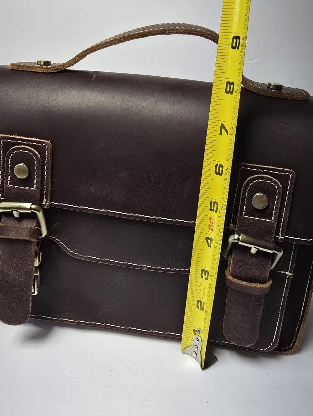 NWOT Men's Hand Crafted Leather Brown Satchel Small Messenger Bag